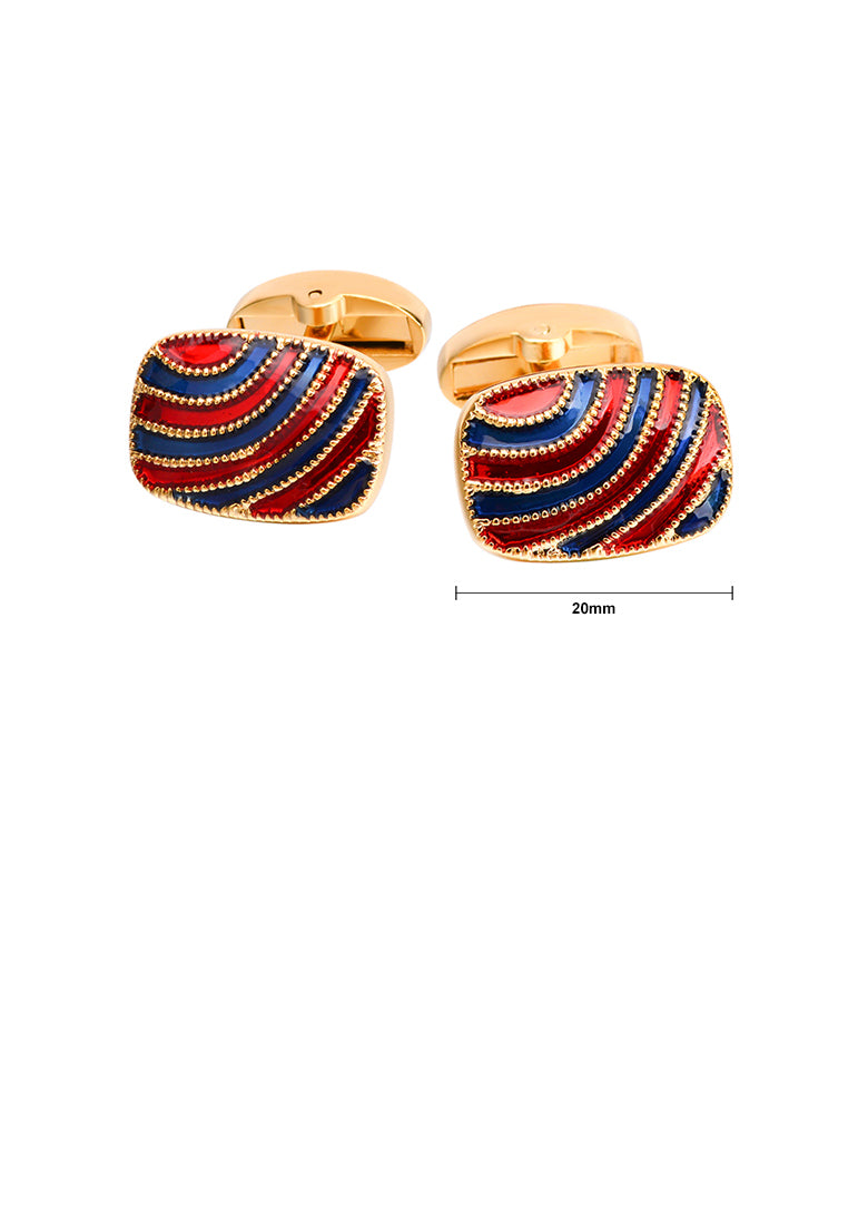 Fashion High-end Plated Gold Geometric Square Color Striped Cufflinks