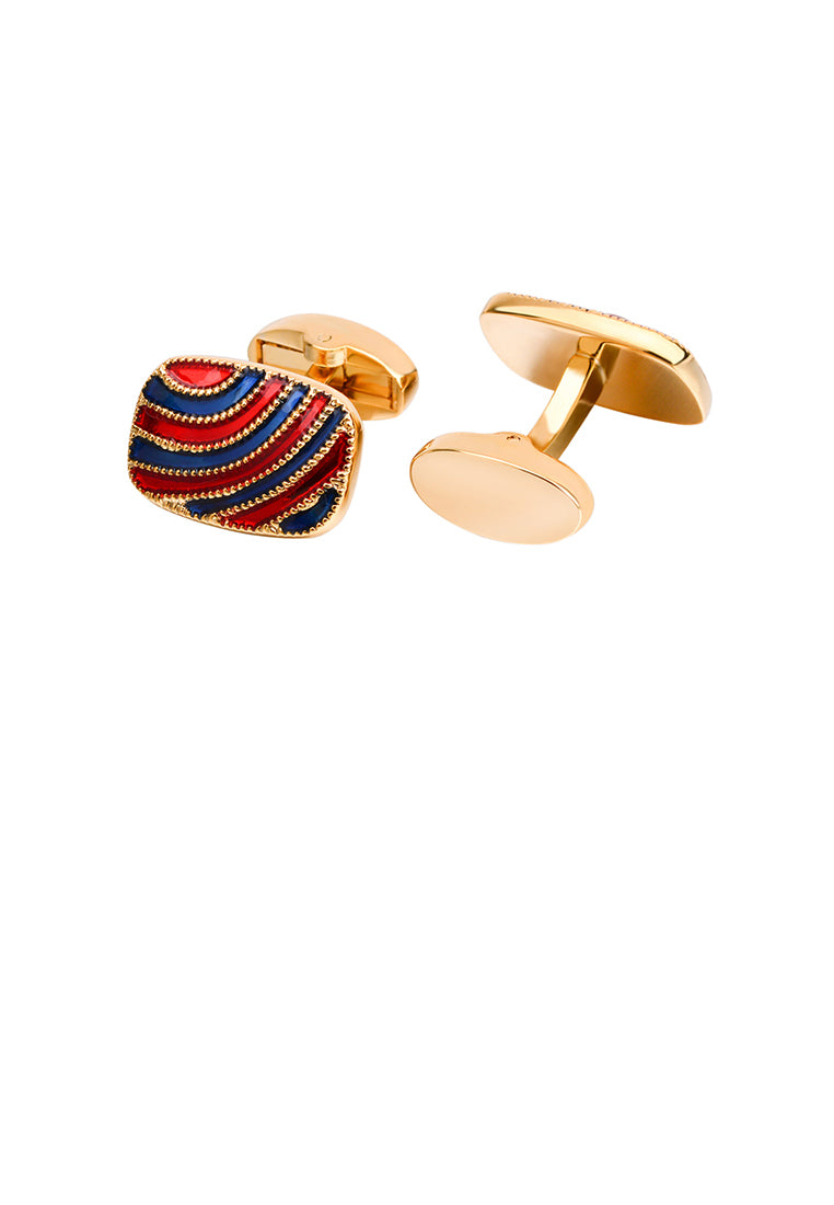Fashion High-end Plated Gold Geometric Square Color Striped Cufflinks
