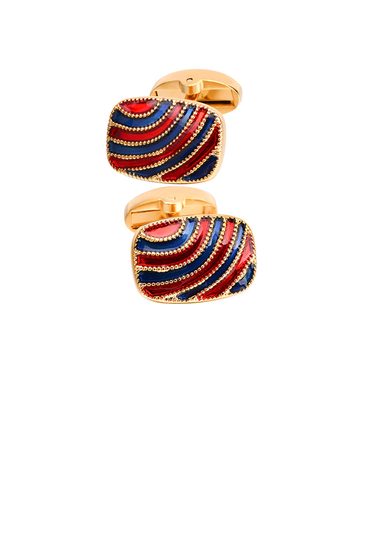 Fashion High-end Plated Gold Geometric Square Color Striped Cufflinks