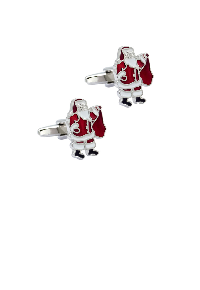 Fashion and Fun Red Enamel Santa Claus Cufflinks - Vibrant Color