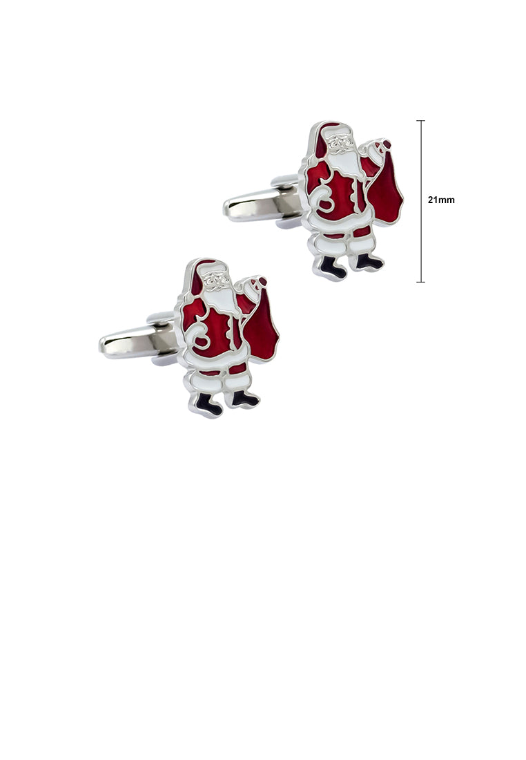 Fashion and Fun Red Enamel Santa Claus Cufflinks - Vibrant Color