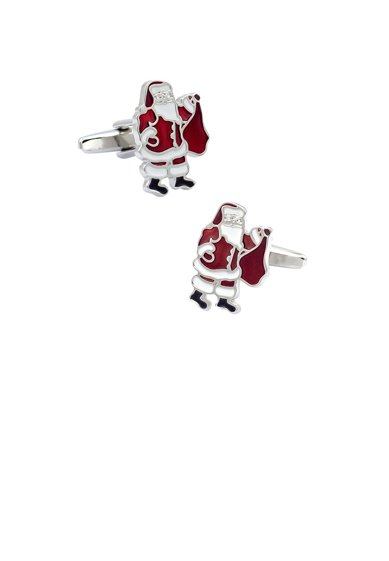 Fashion and Fun Red Enamel Santa Claus Cufflinks - Vibrant Color