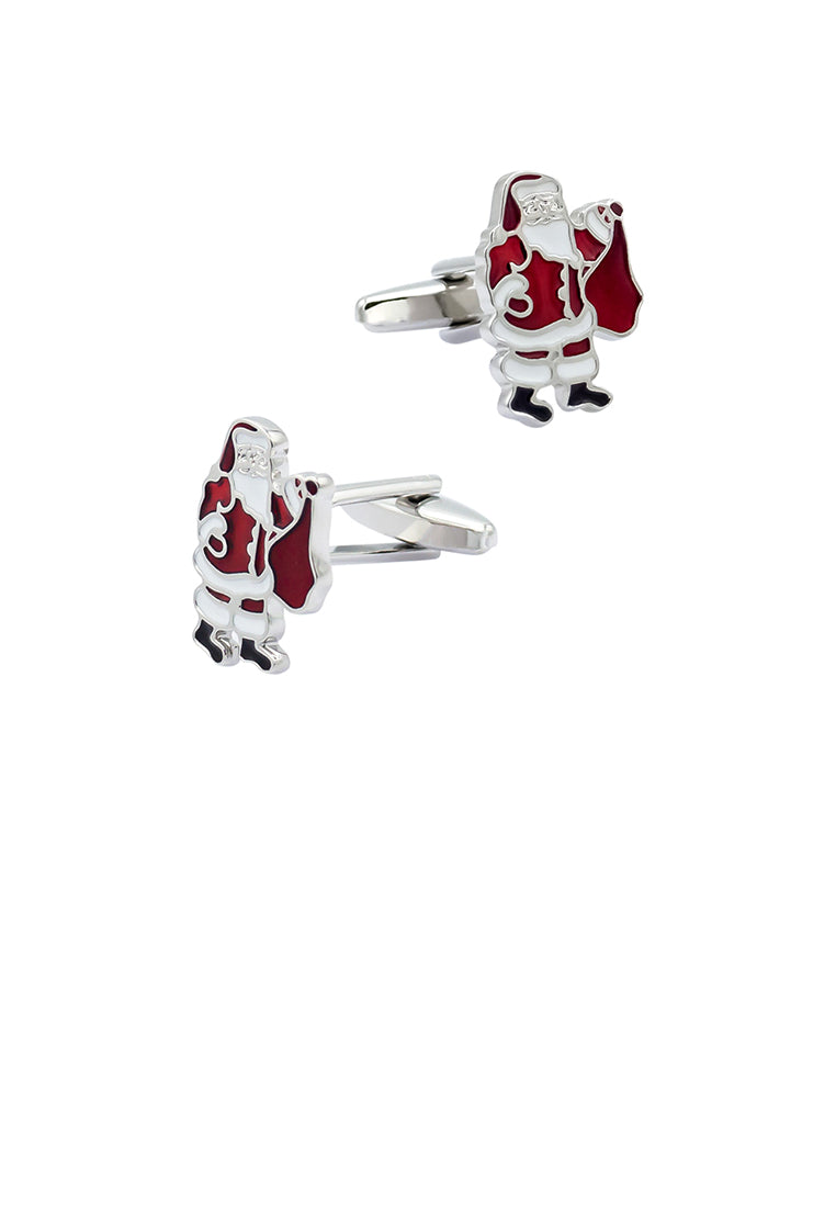 Fashion and Fun Red Enamel Santa Claus Cufflinks - Vibrant Color