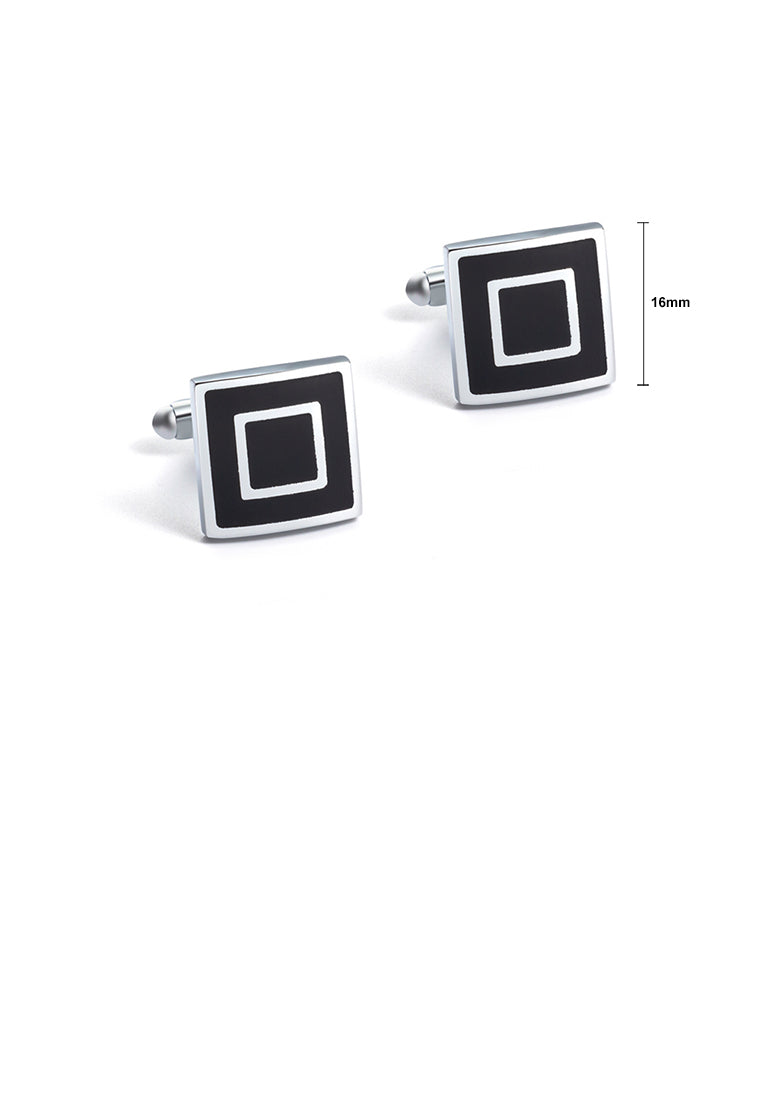 Fashion Simple Black Geometric Square Cufflinks