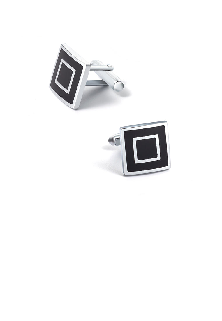 Fashion Simple Black Geometric Square Cufflinks