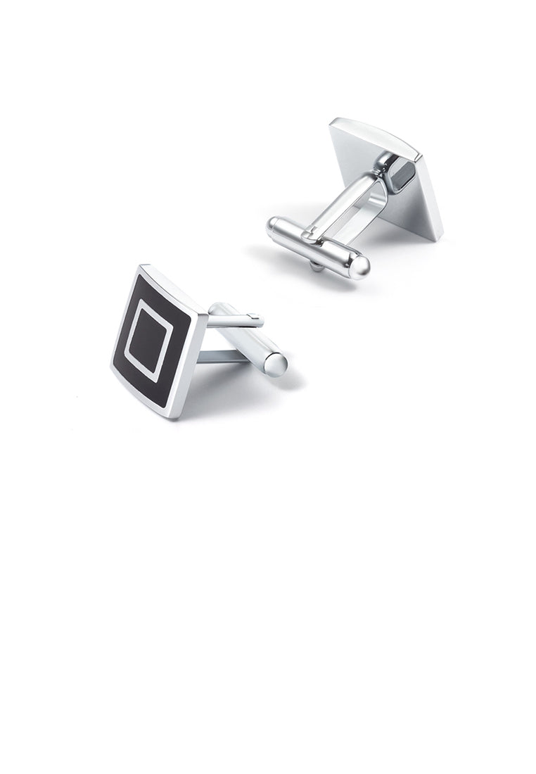 Fashion Simple Black Geometric Square Cufflinks