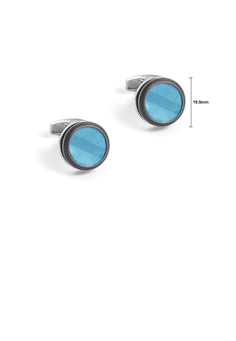 Fashion Simple Blue Geometric Round Cufflinks
