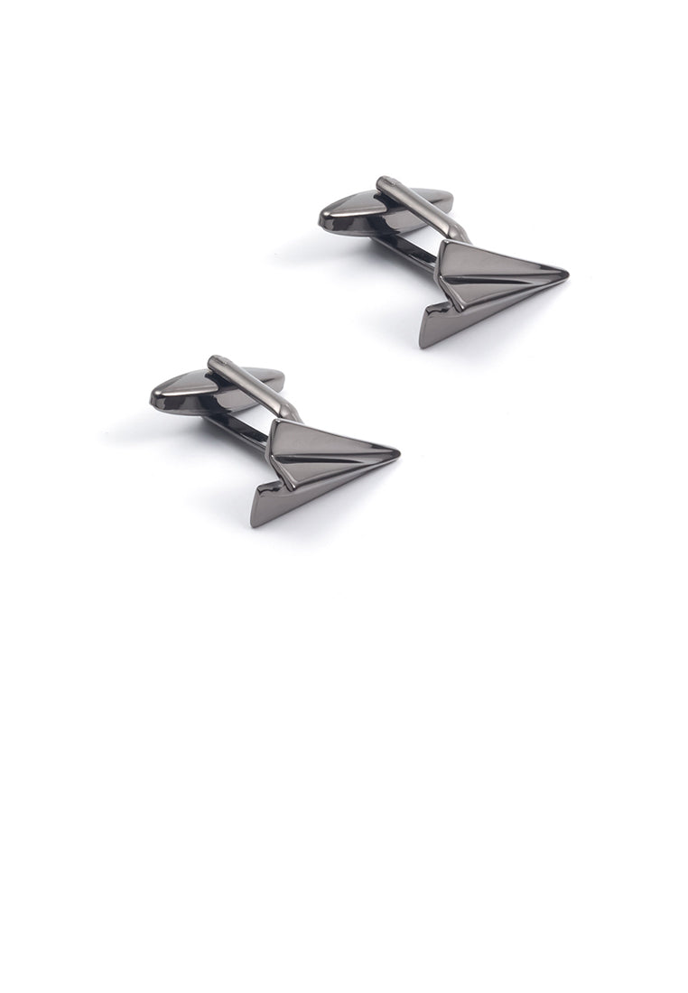 Simple and Creative Plated Black Paper Airplane Cufflinks