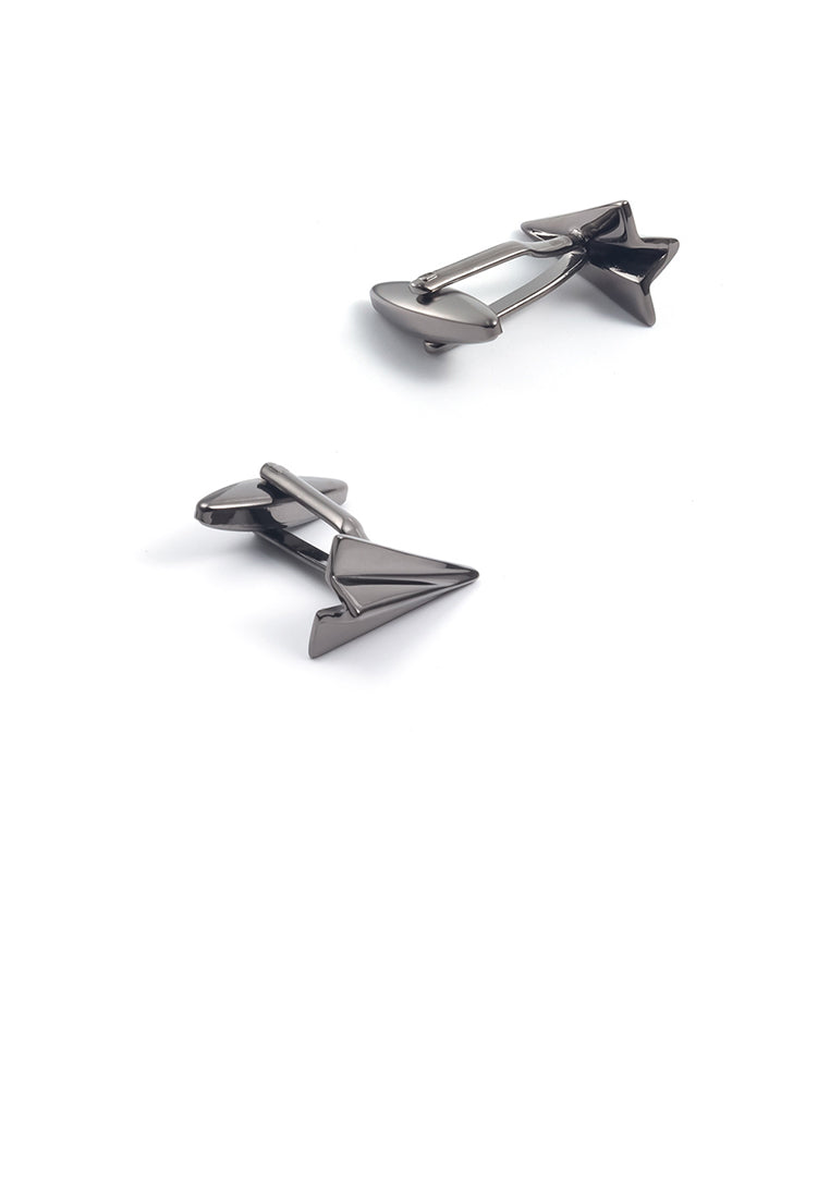 Simple and Creative Plated Black Paper Airplane Cufflinks