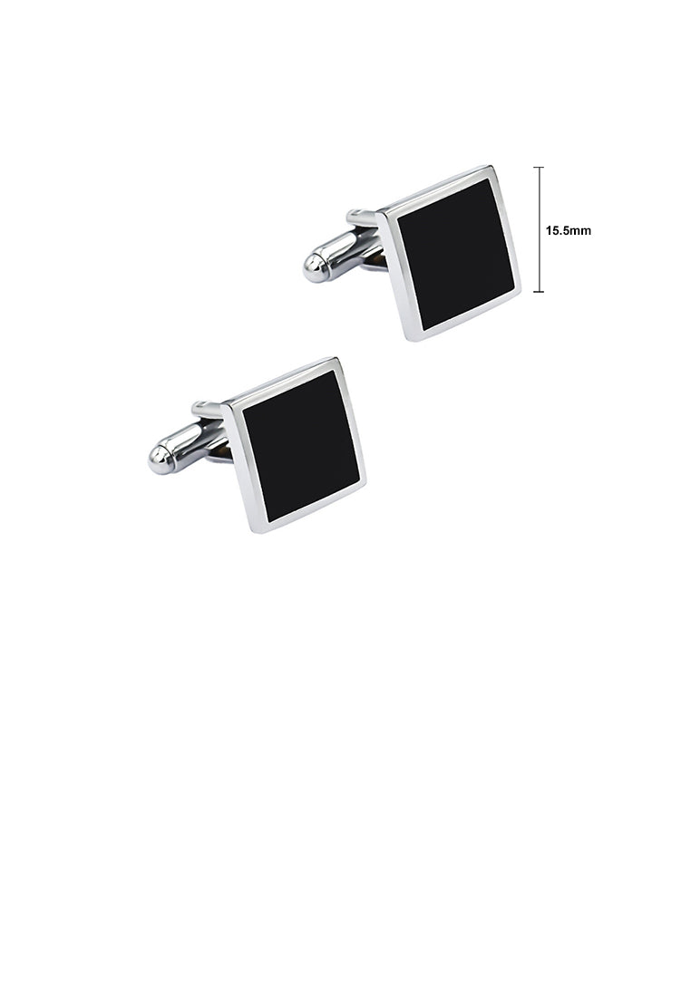 Fashion Simple Black Enamel Geometric Square Cufflinks
