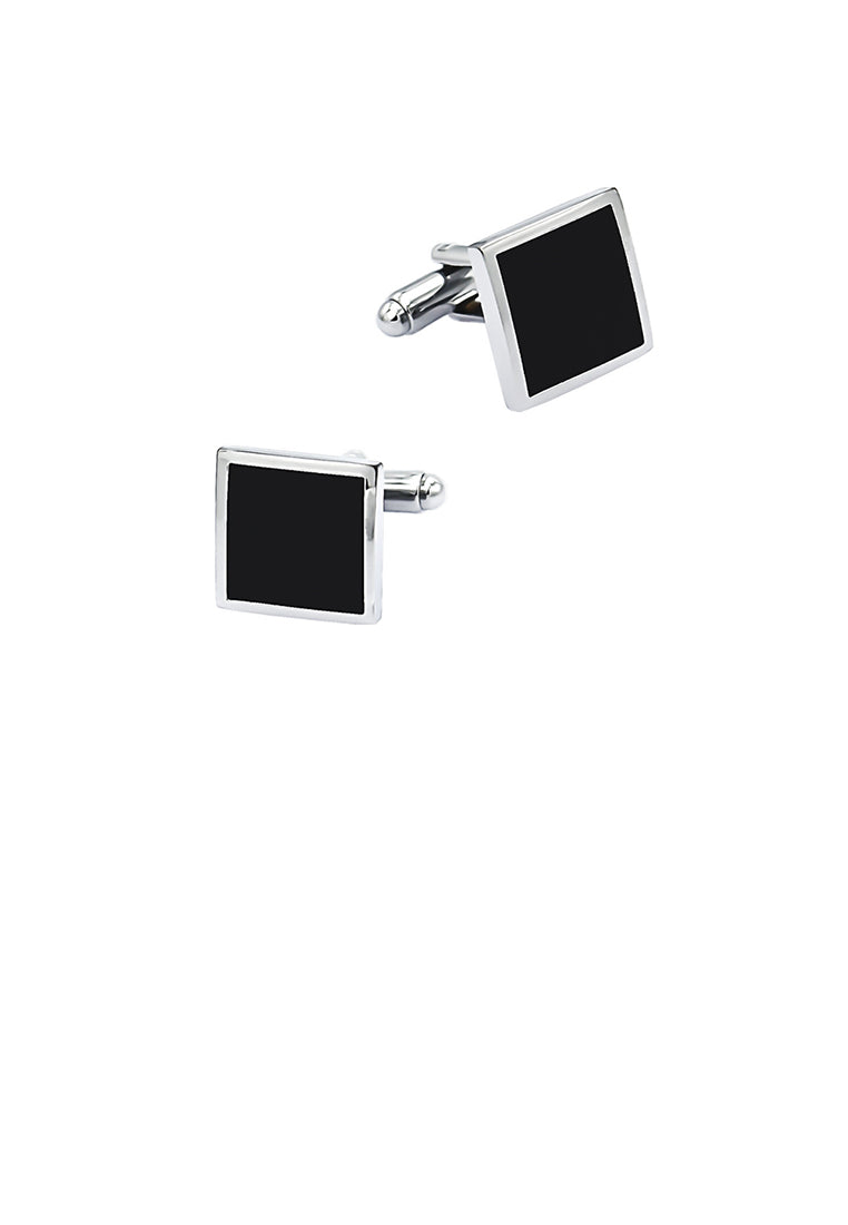 Fashion Simple Black Enamel Geometric Square Cufflinks