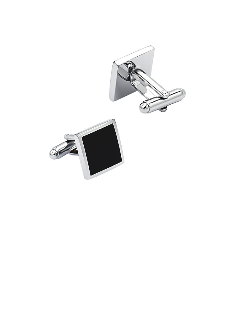 Fashion Simple Black Enamel Geometric Square Cufflinks