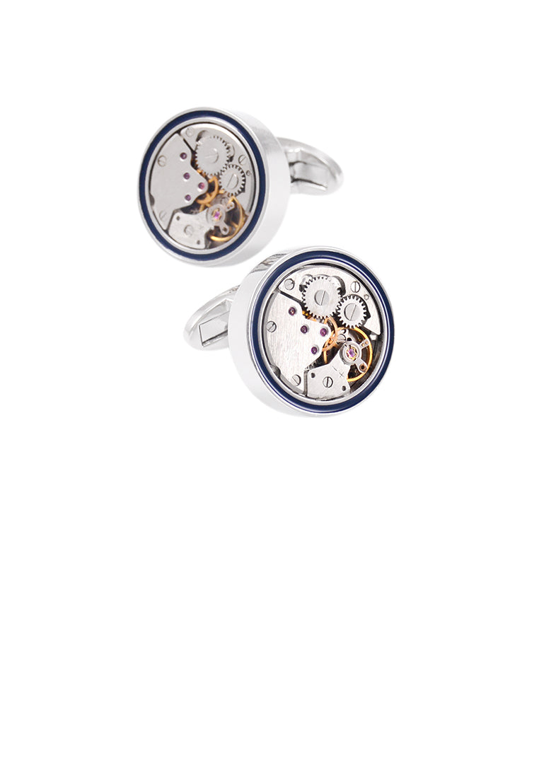 Fashion High-end Geometric Circular Movement Cufflinks