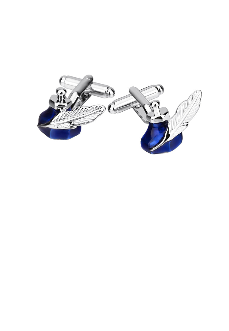 Fashion Creative Blue Ink Feather Pen Cufflinks