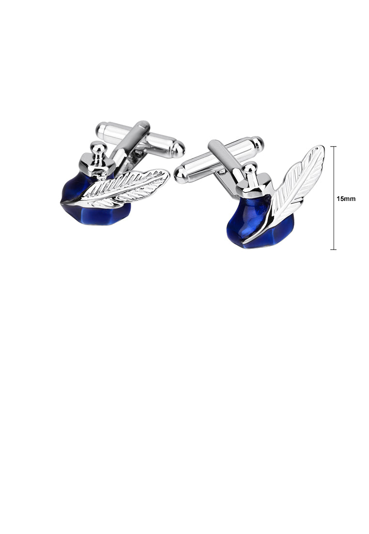 Fashion Creative Blue Ink Feather Pen Cufflinks