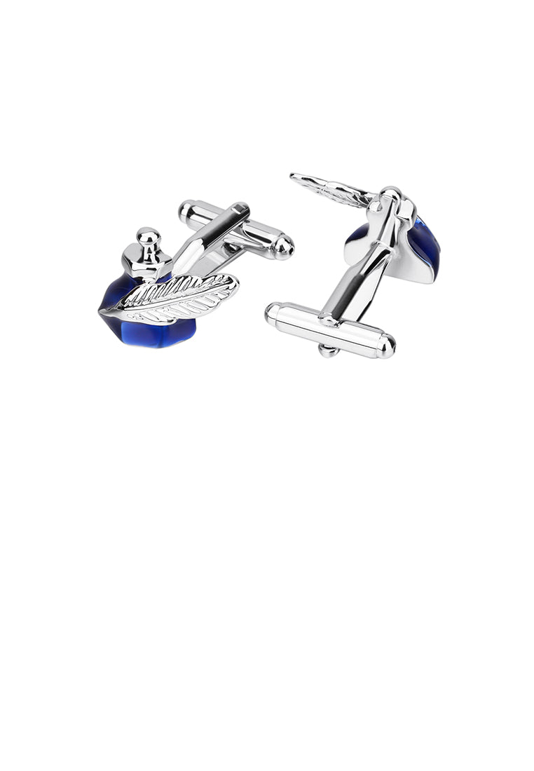 Fashion Creative Blue Ink Feather Pen Cufflinks