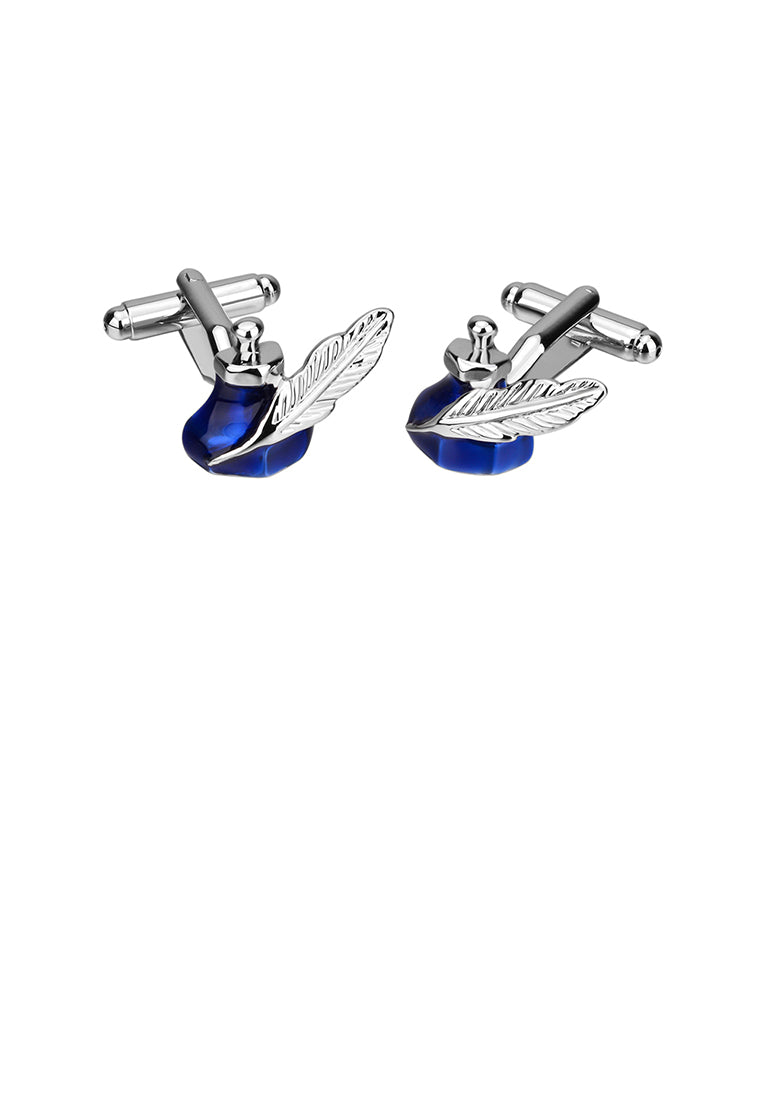 Fashion Creative Blue Ink Feather Pen Cufflinks