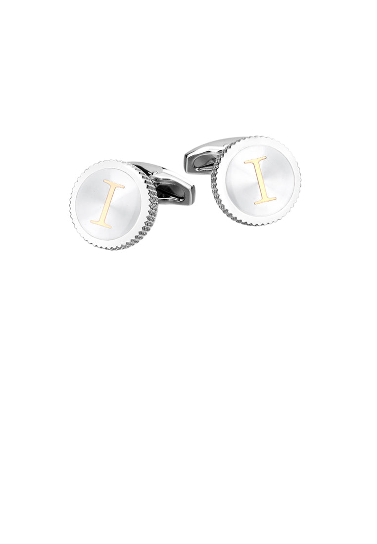 Fashion Simple English Alphabet I Round Cufflinks
