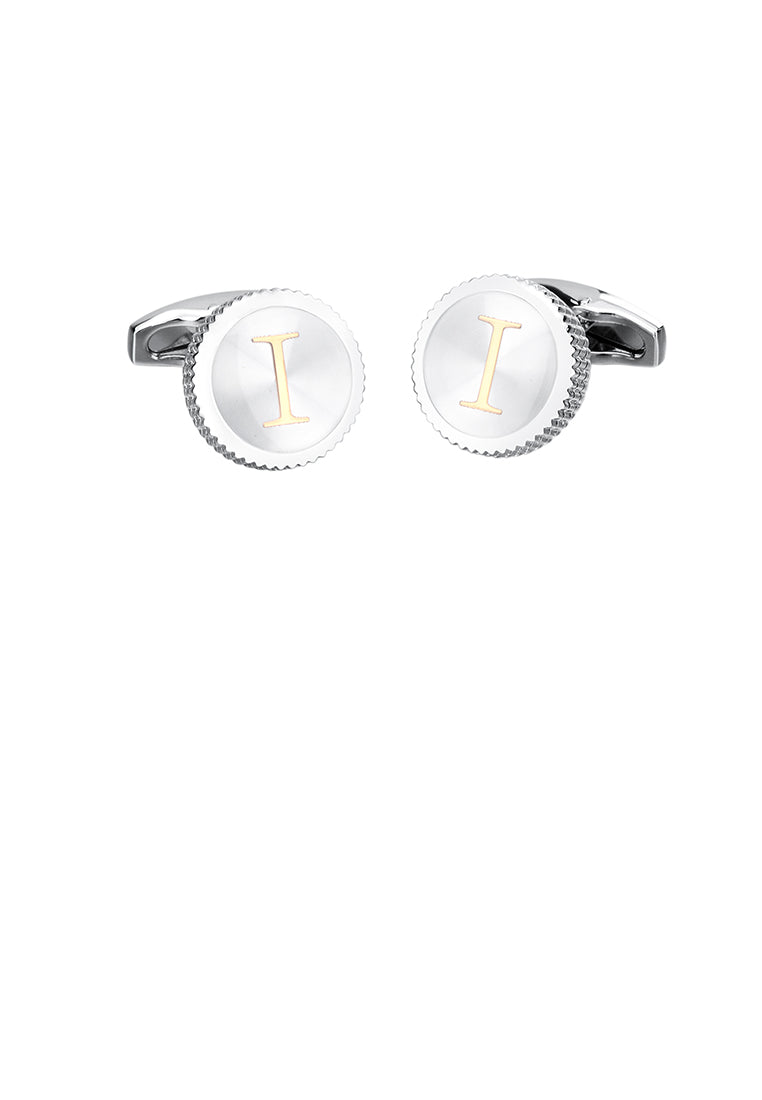 Fashion Simple English Alphabet I Round Cufflinks
