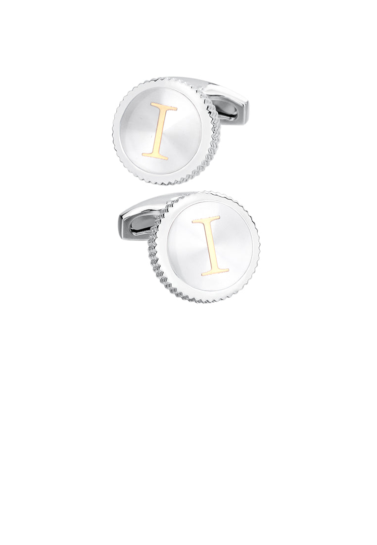 Fashion Simple English Alphabet I Round Cufflinks