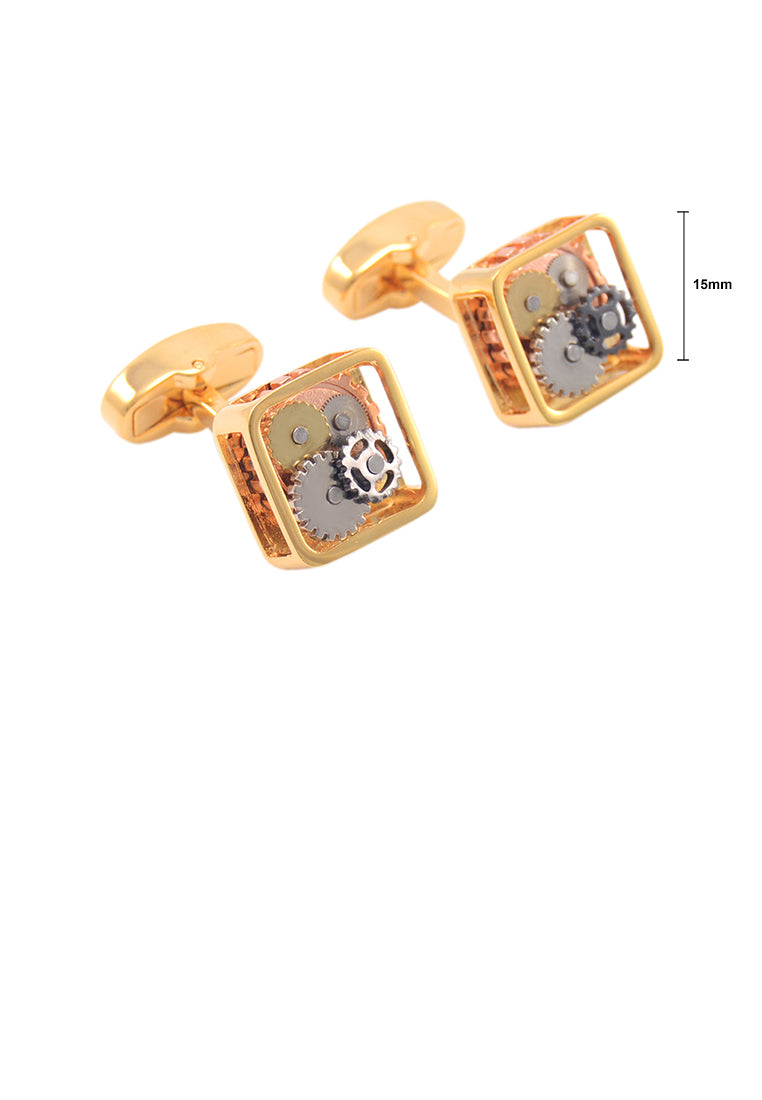 Fashion High-grade Plated Gold Mechanical Gear Cufflinks