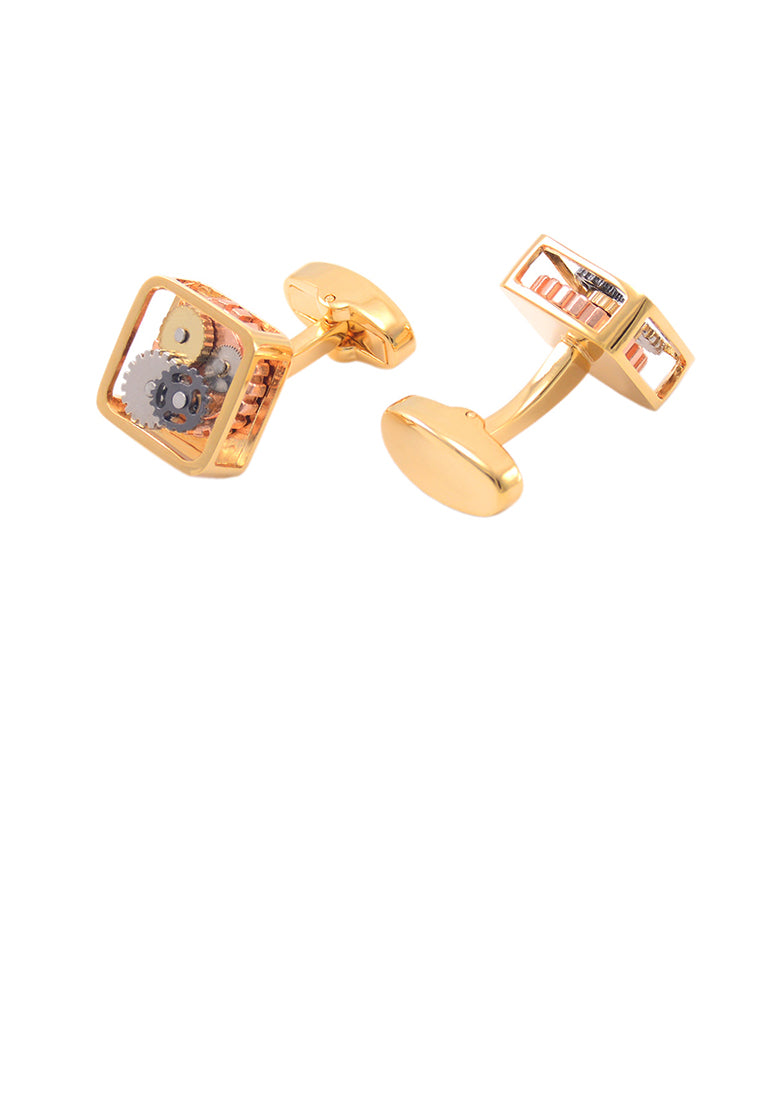 Fashion High-grade Plated Gold Mechanical Gear Cufflinks