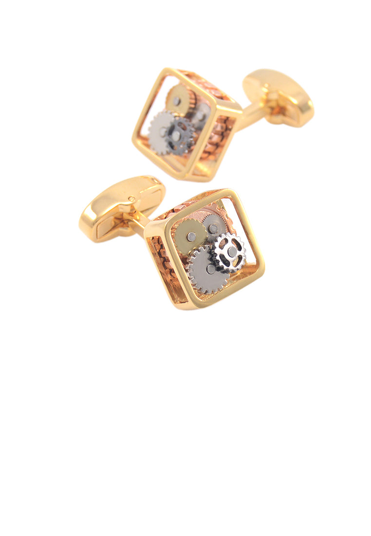 Fashion High-grade Plated Gold Mechanical Gear Cufflinks