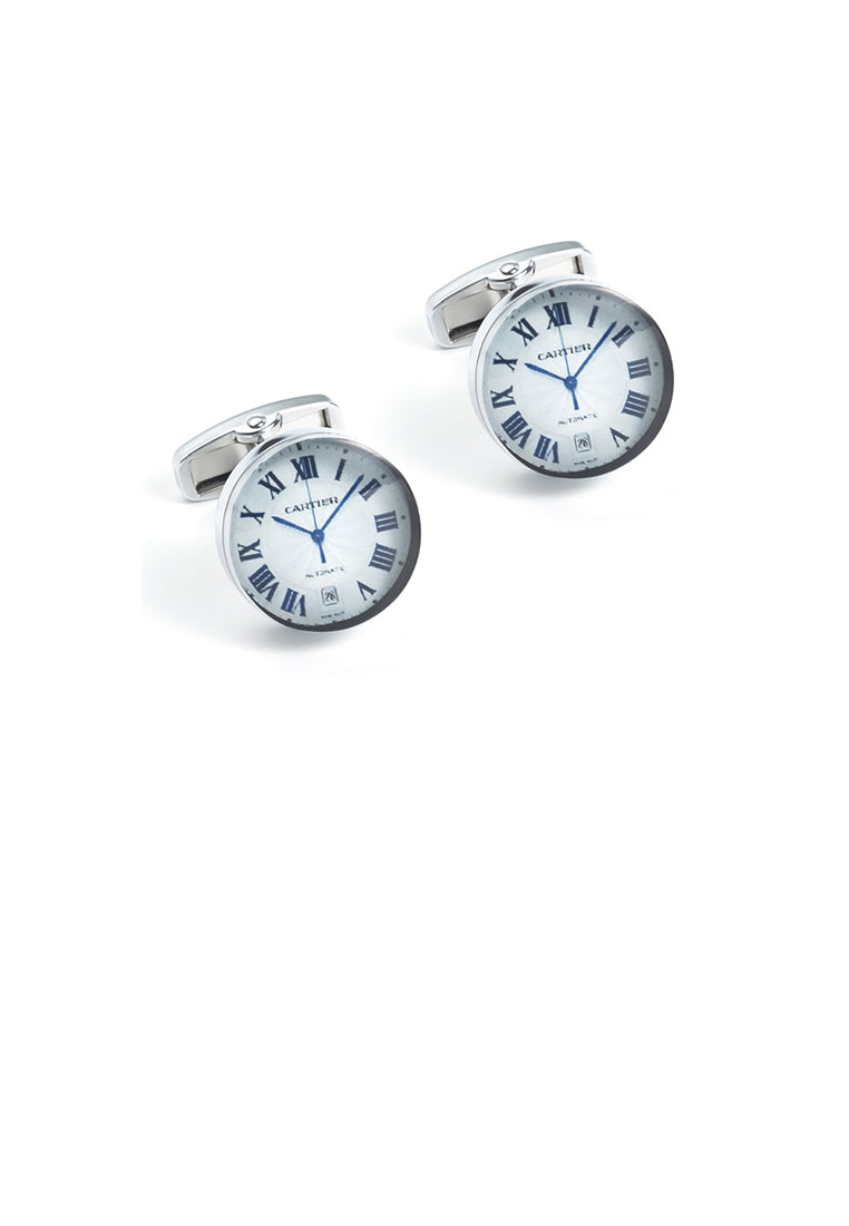 Fashion Temperament Clock Shape Geometric Round Cufflinks