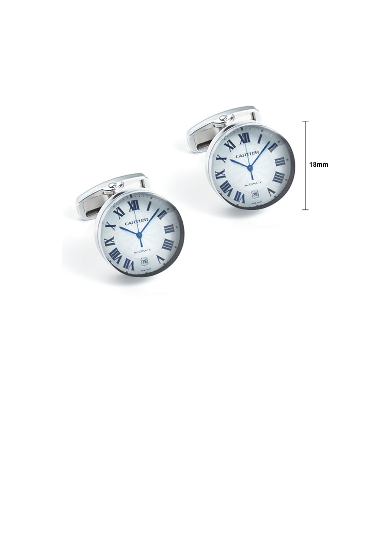 Fashion Temperament Clock Shape Geometric Round Cufflinks
