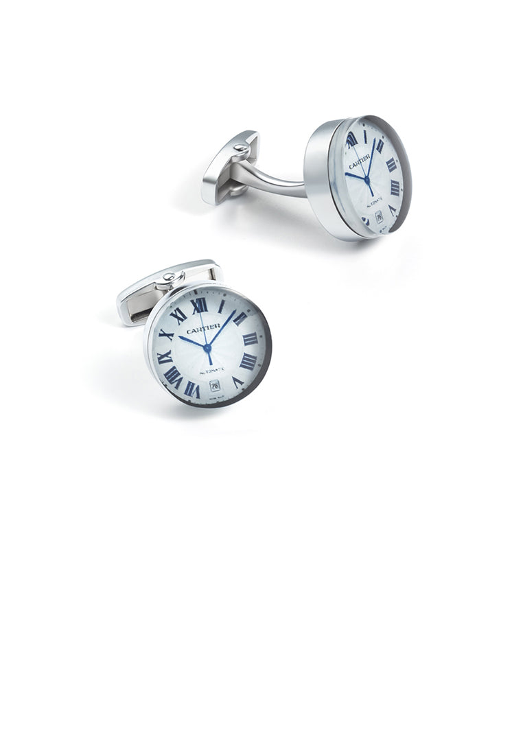 Fashion Temperament Clock Shape Geometric Round Cufflinks