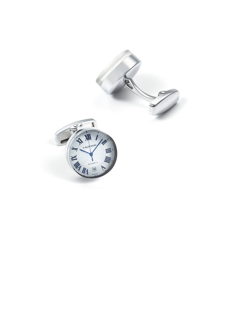 Fashion Temperament Clock Shape Geometric Round Cufflinks