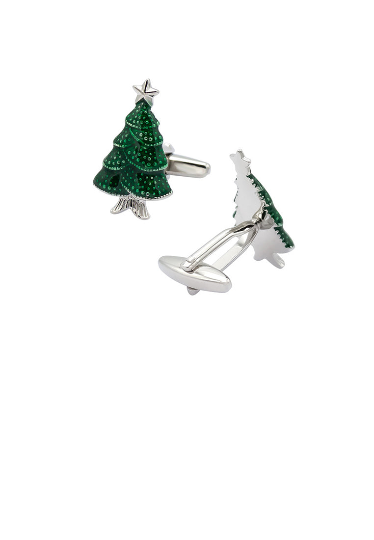 Fashion and Elegant Green Christmas Tree Cufflinks