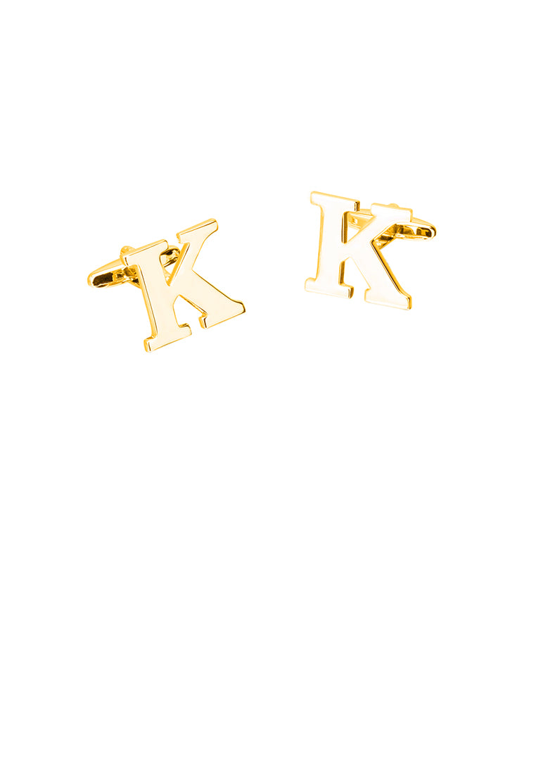 Simple Personality Plated Gold English Alphabet K Cufflinks