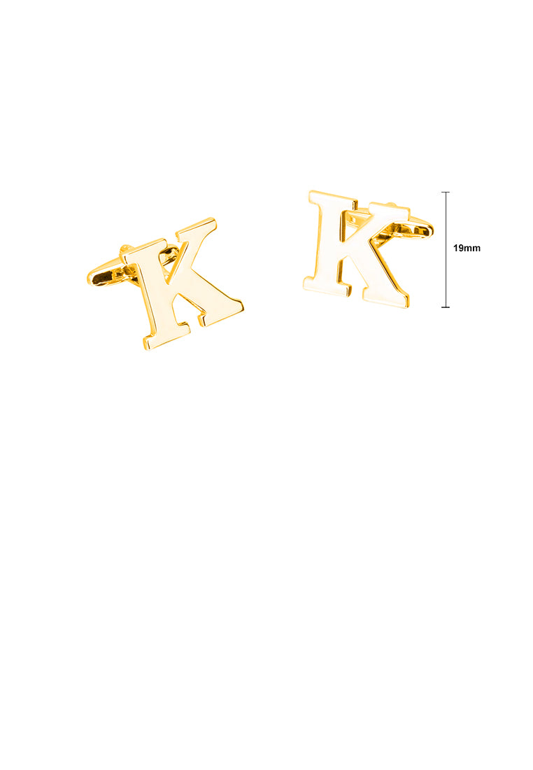 Simple Personality Plated Gold English Alphabet K Cufflinks