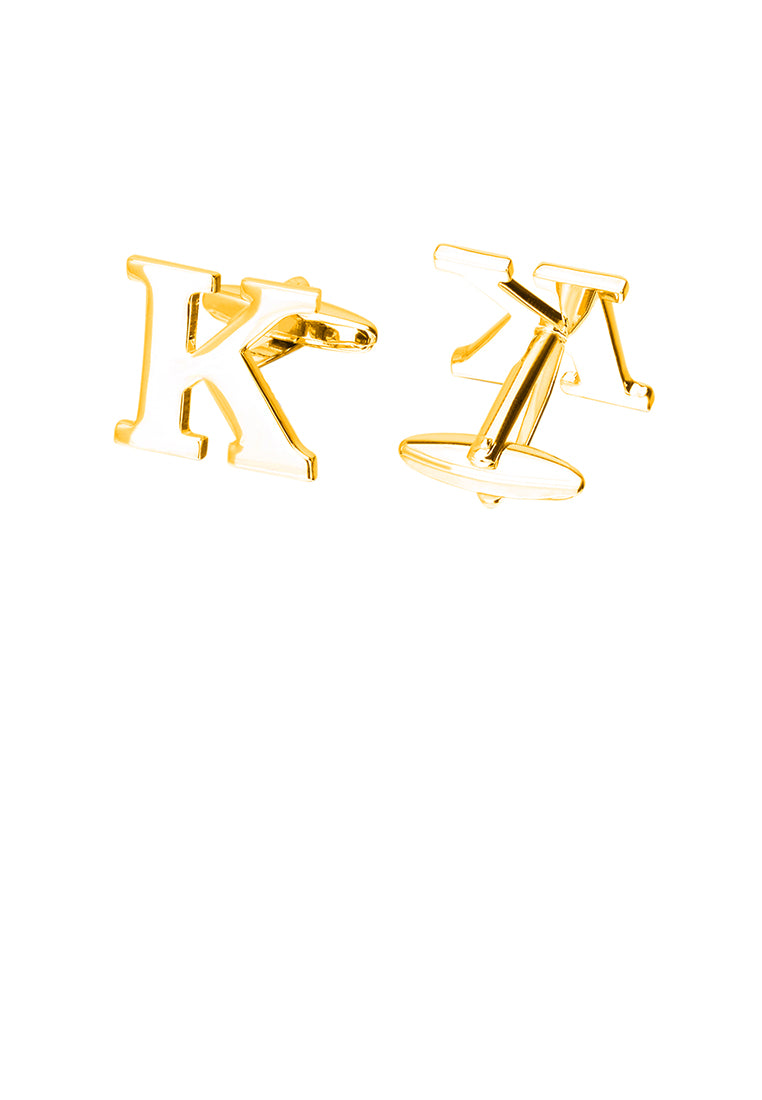 Simple Personality Plated Gold English Alphabet K Cufflinks