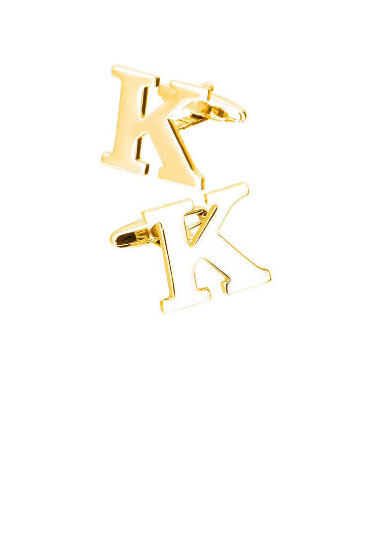 Simple Personality Plated Gold English Alphabet K Cufflinks