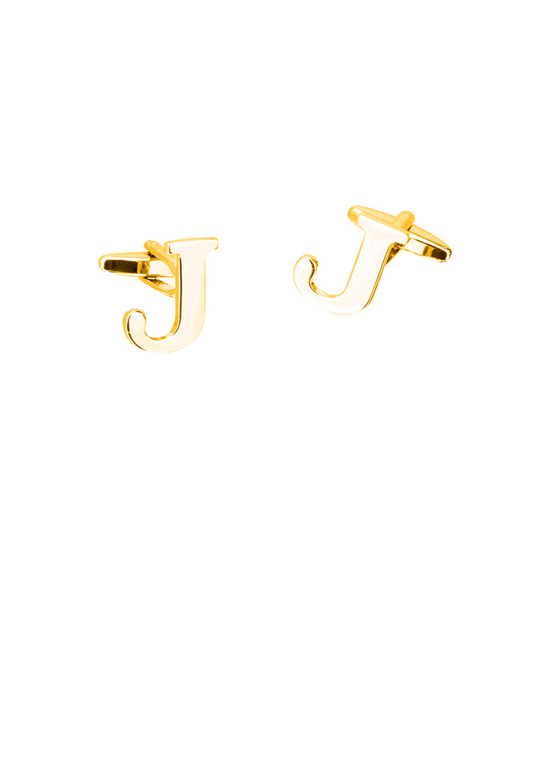Simple Personality Plated Gold English Alphabet J Cufflinks