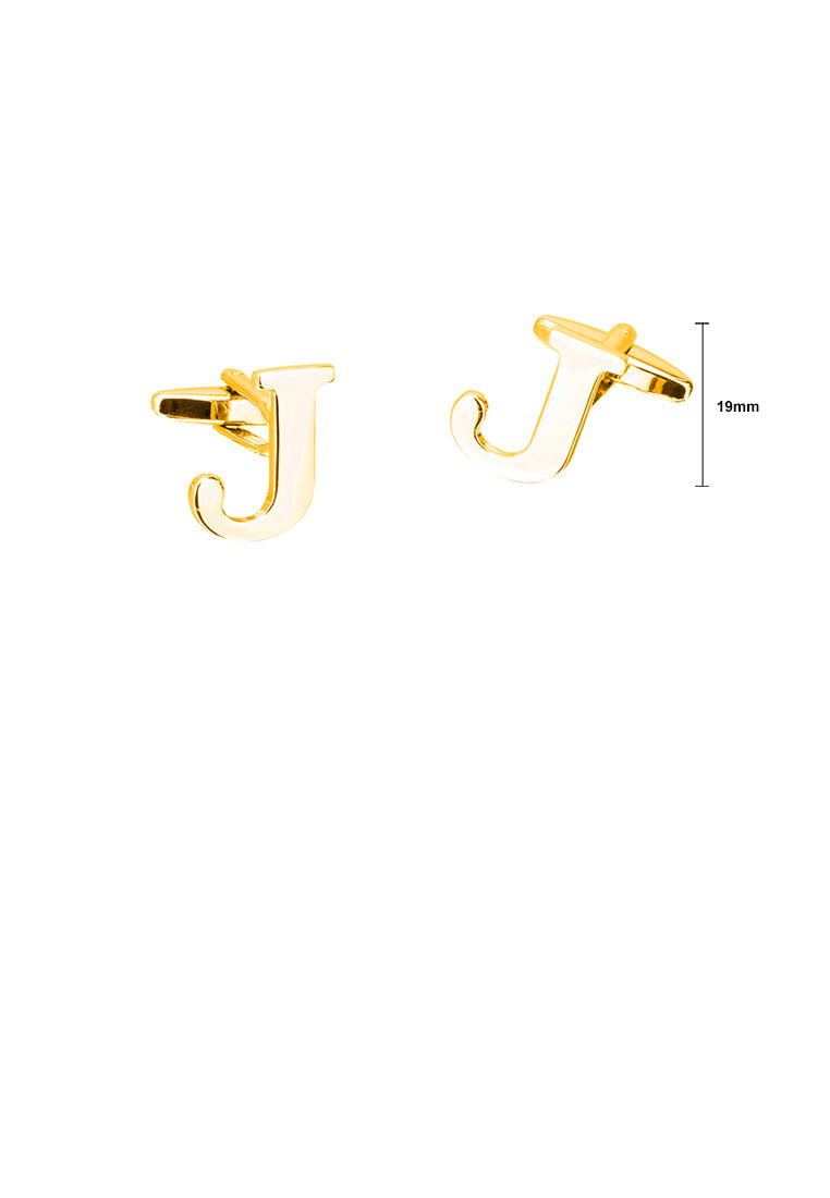 Simple Personality Plated Gold English Alphabet J Cufflinks