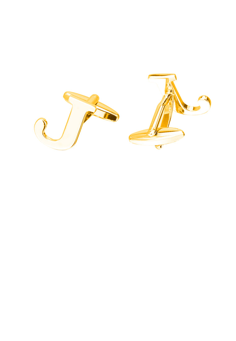 Simple Personality Plated Gold English Alphabet J Cufflinks