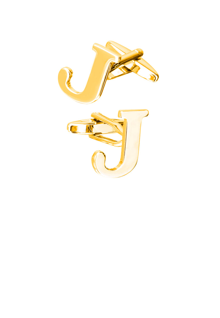 Simple Personality Plated Gold English Alphabet J Cufflinks
