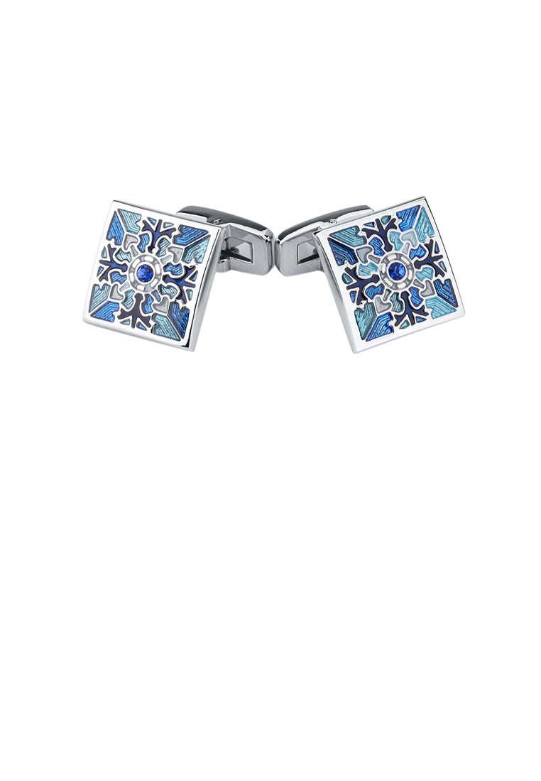 Fashion and Elegant Blue Pattern Geometric Square Cufflinks