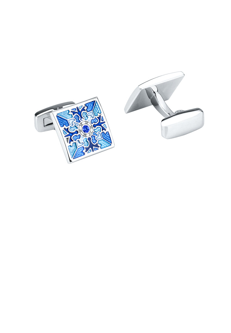 Fashion and Elegant Blue Pattern Geometric Square Cufflinks