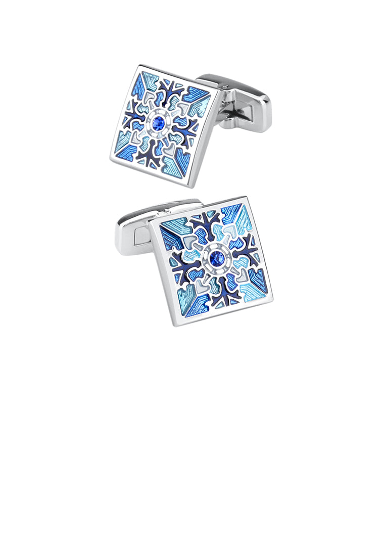 Fashion and Elegant Blue Pattern Geometric Square Cufflinks