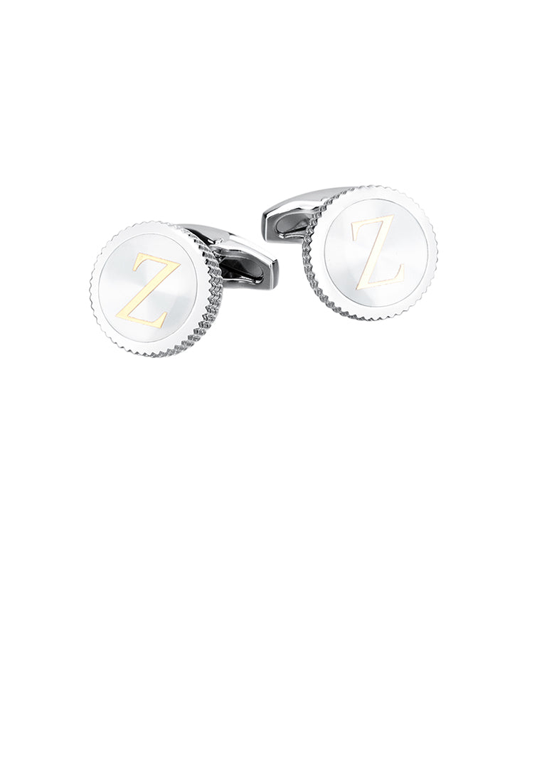 Fashion Simple English Alphabet Z Round Cufflinks