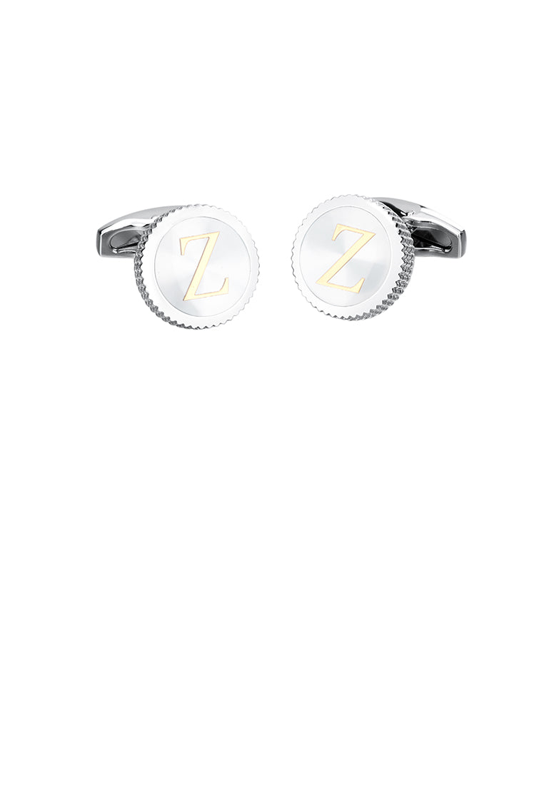 Fashion Simple English Alphabet Z Round Cufflinks