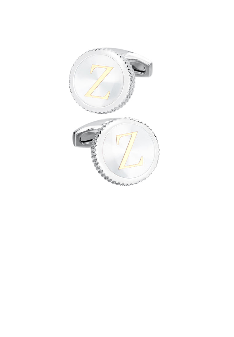 Fashion Simple English Alphabet Z Round Cufflinks