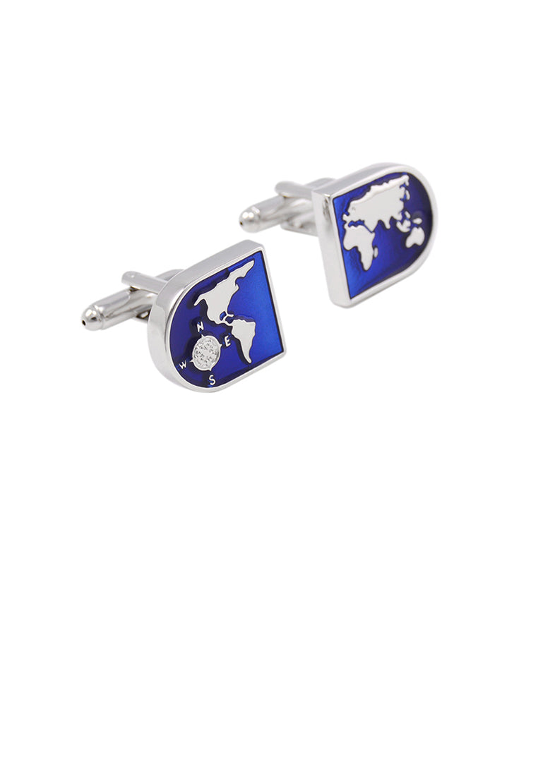 Fashion High-end Blue World Map Pattern Cufflinks
