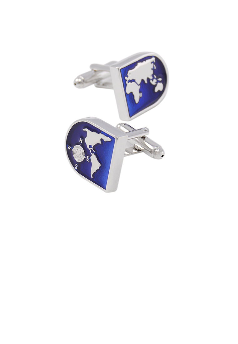 Fashion High-end Blue World Map Pattern Cufflinks