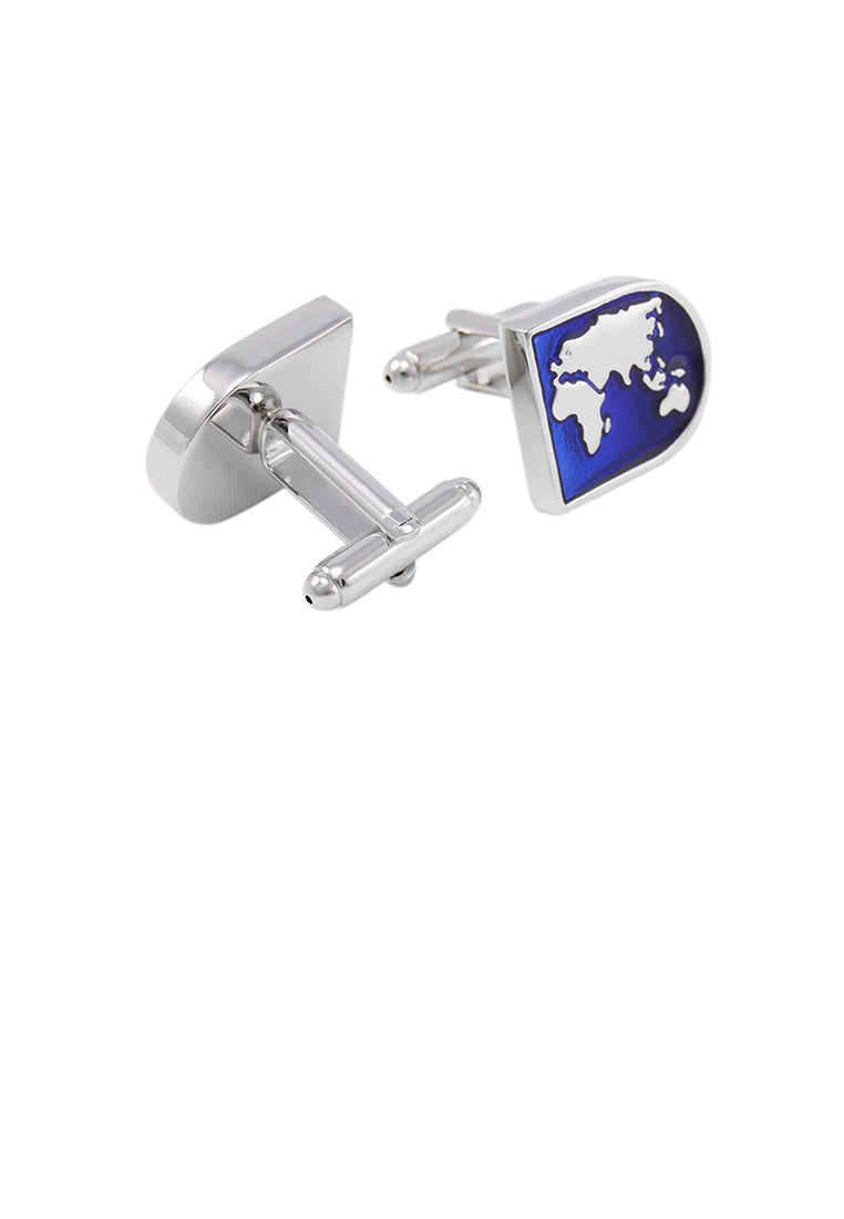 Fashion High-end Blue World Map Pattern Cufflinks