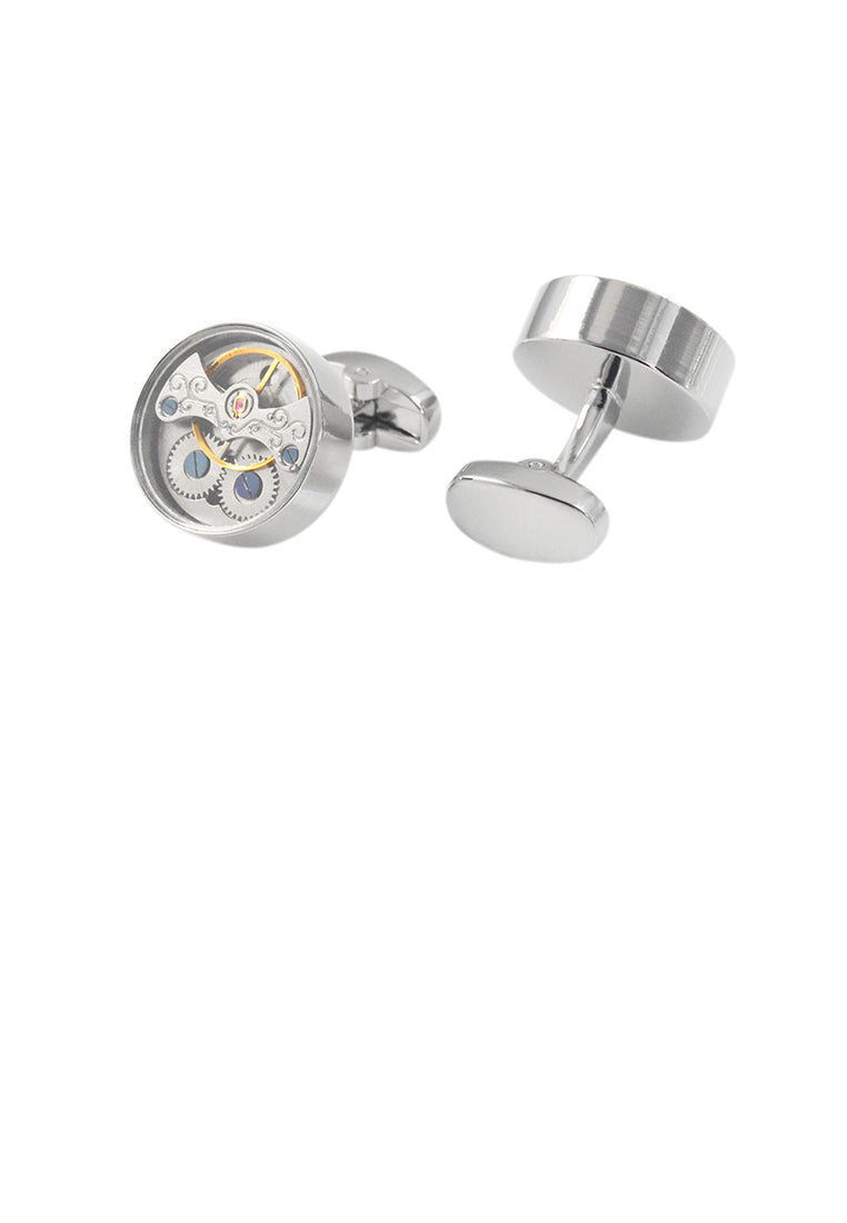 Fashion Punk Mechanical Movement Geometric Round Cufflinks